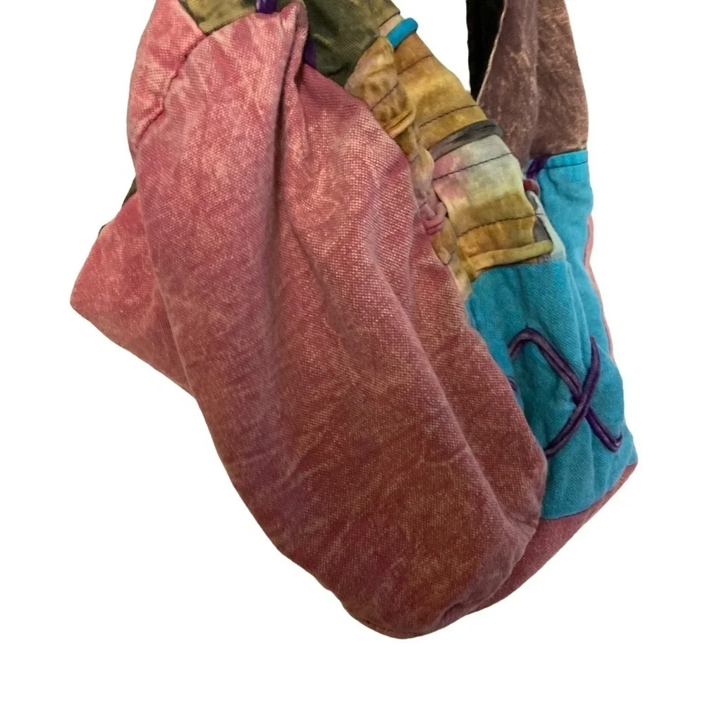 Vtg Y2K rising international boho hobo patchwork hippie shoulder purse crossbody